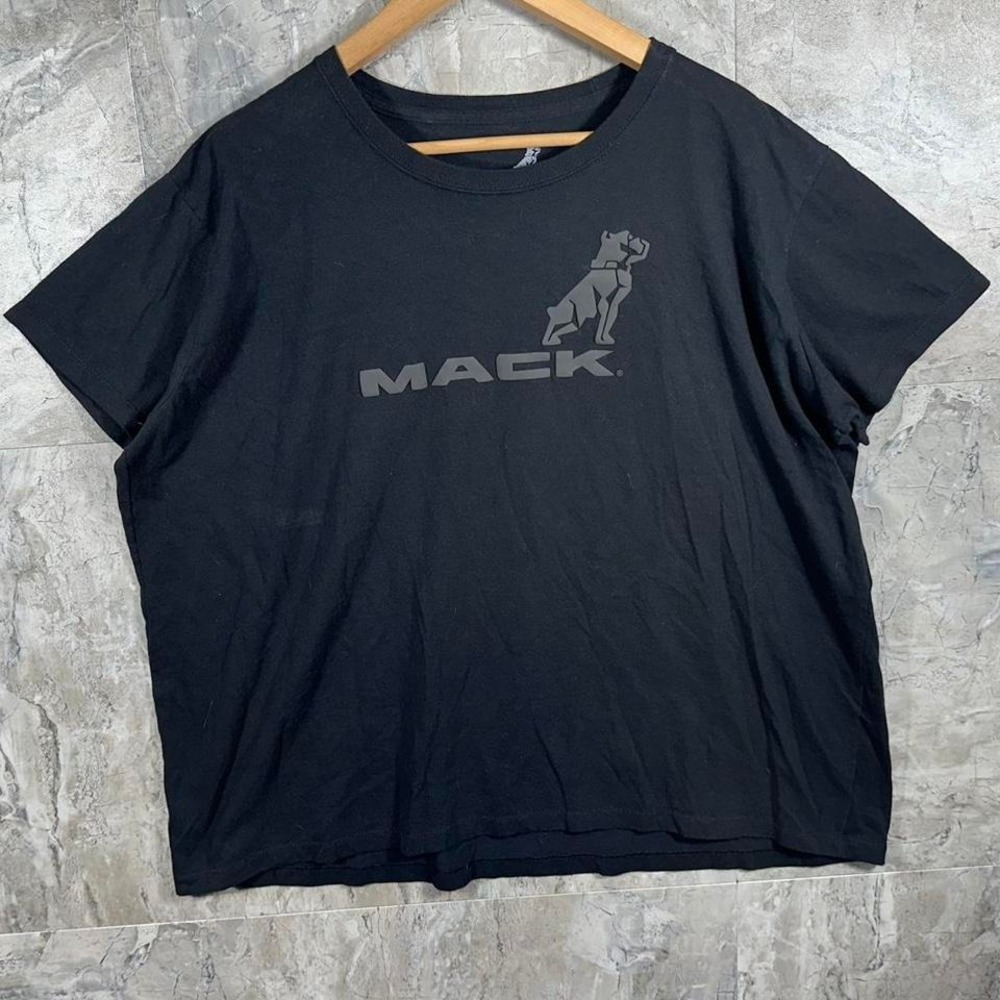 Mack Trucks Shirt Mens 3XL XXXL Gray Bulldog American Flag‎ Logo Tee shirt